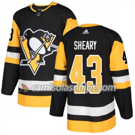 Camisola Pittsburgh Penguins Conor Sheary 43 Adidas 2017-2018 Preto Authentic - Homem
